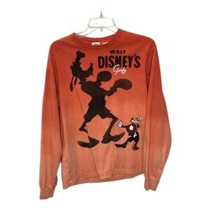 Disney Long Sleeve T-Shirt UNISEX Orange Ombré design Goofy Shadow boxing